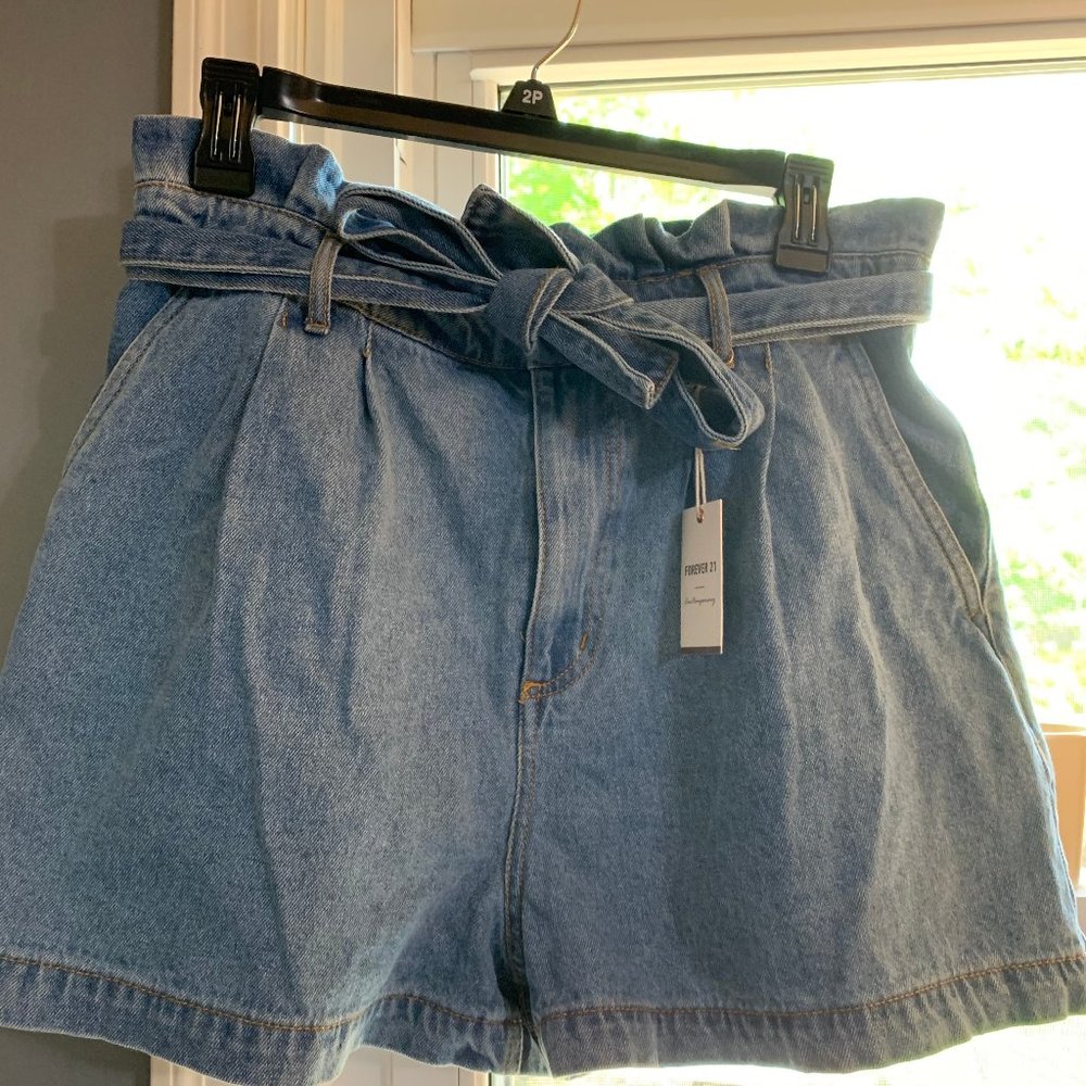 Forever21 Denim High Waist Paper-bag Tie New/Tags